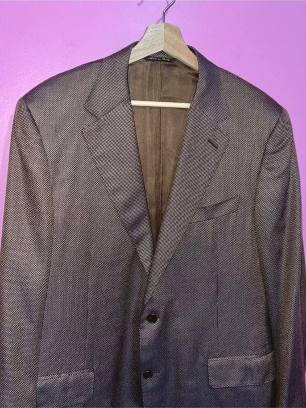 Canali Brown Label Silk Wool Sport Coat Brown Sheen Italy Luxury Blazer Men’s 44